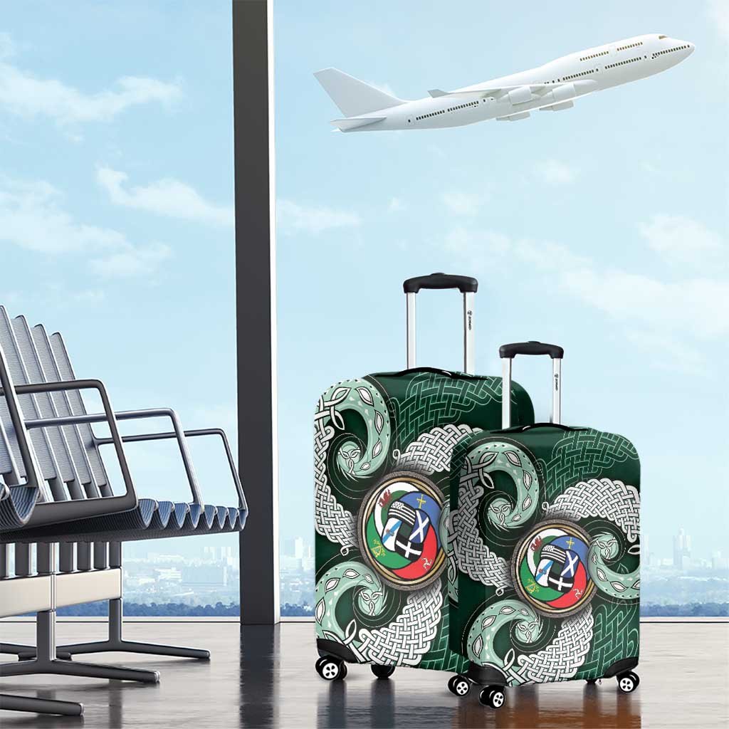 Six Celtic Countries Heritage Luggage Cover Green Celtic Knot Triskelion - Wonder Print Shop