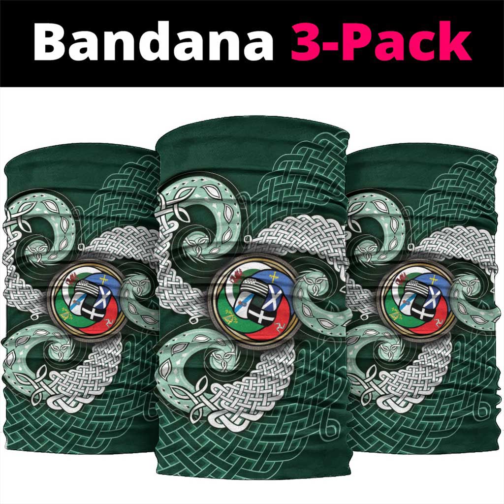 Six Celtic Countries Heritage Neck Gaiter Green Celtic Knot Triskelion - Wonder Print Shop