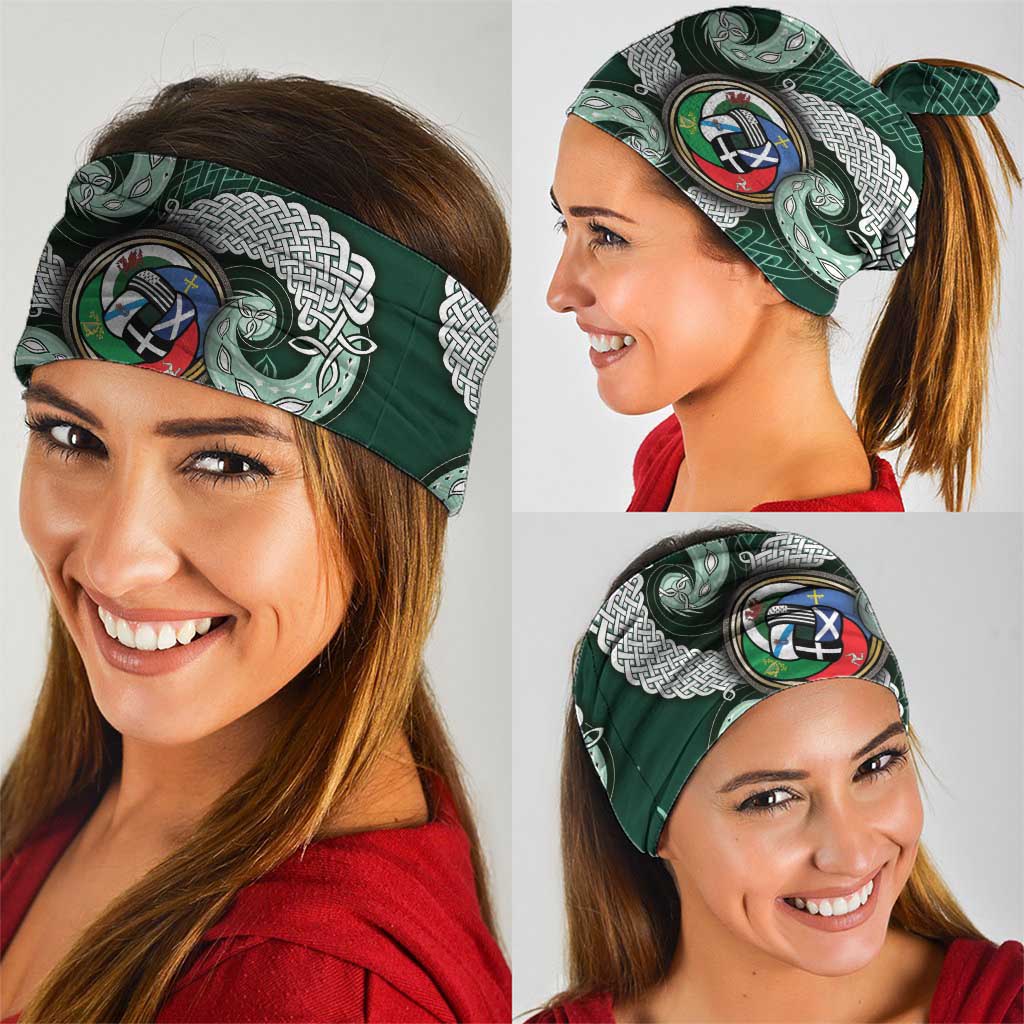 Six Celtic Countries Heritage Neck Gaiter Green Celtic Knot Triskelion - Wonder Print Shop