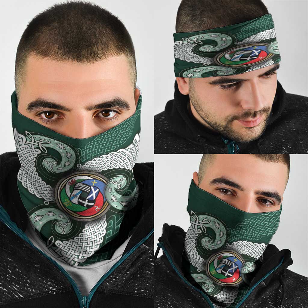 Six Celtic Countries Heritage Neck Gaiter Green Celtic Knot Triskelion - Wonder Print Shop