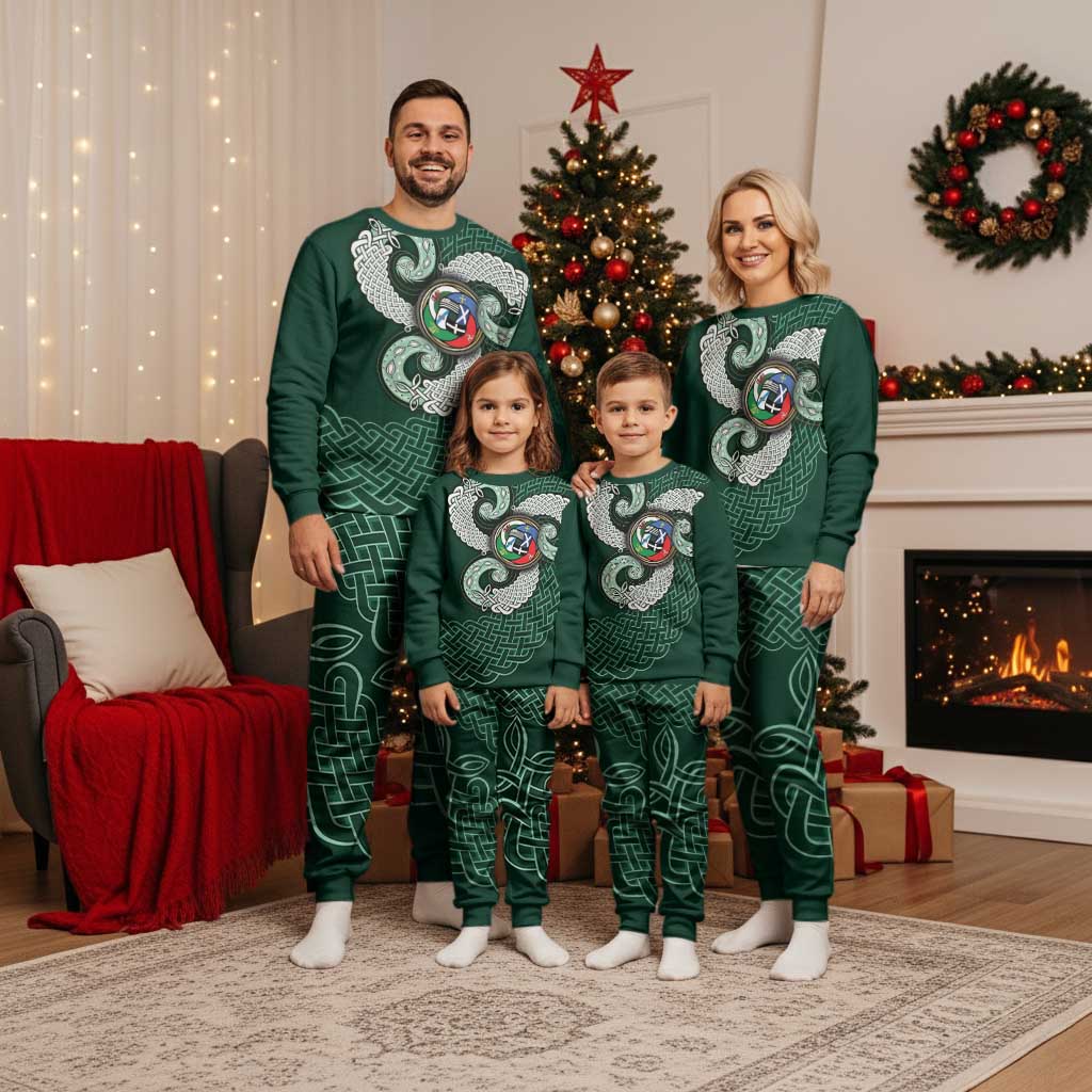 Six Celtic Countries Heritage Christmas Pajama Set Green Celtic Knot Triskelion - Wonder Print Shop