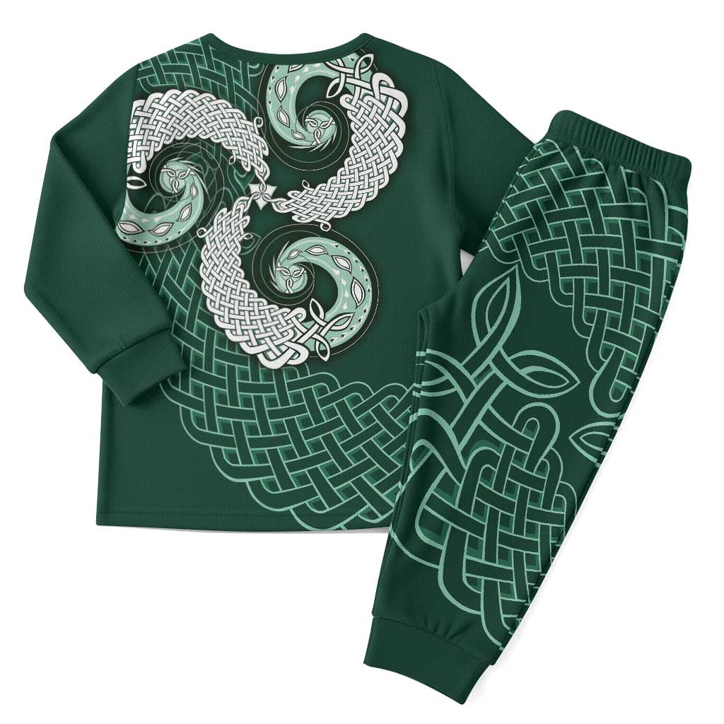 Six Celtic Countries Heritage Christmas Pajama Set Green Celtic Knot Triskelion - Wonder Print Shop