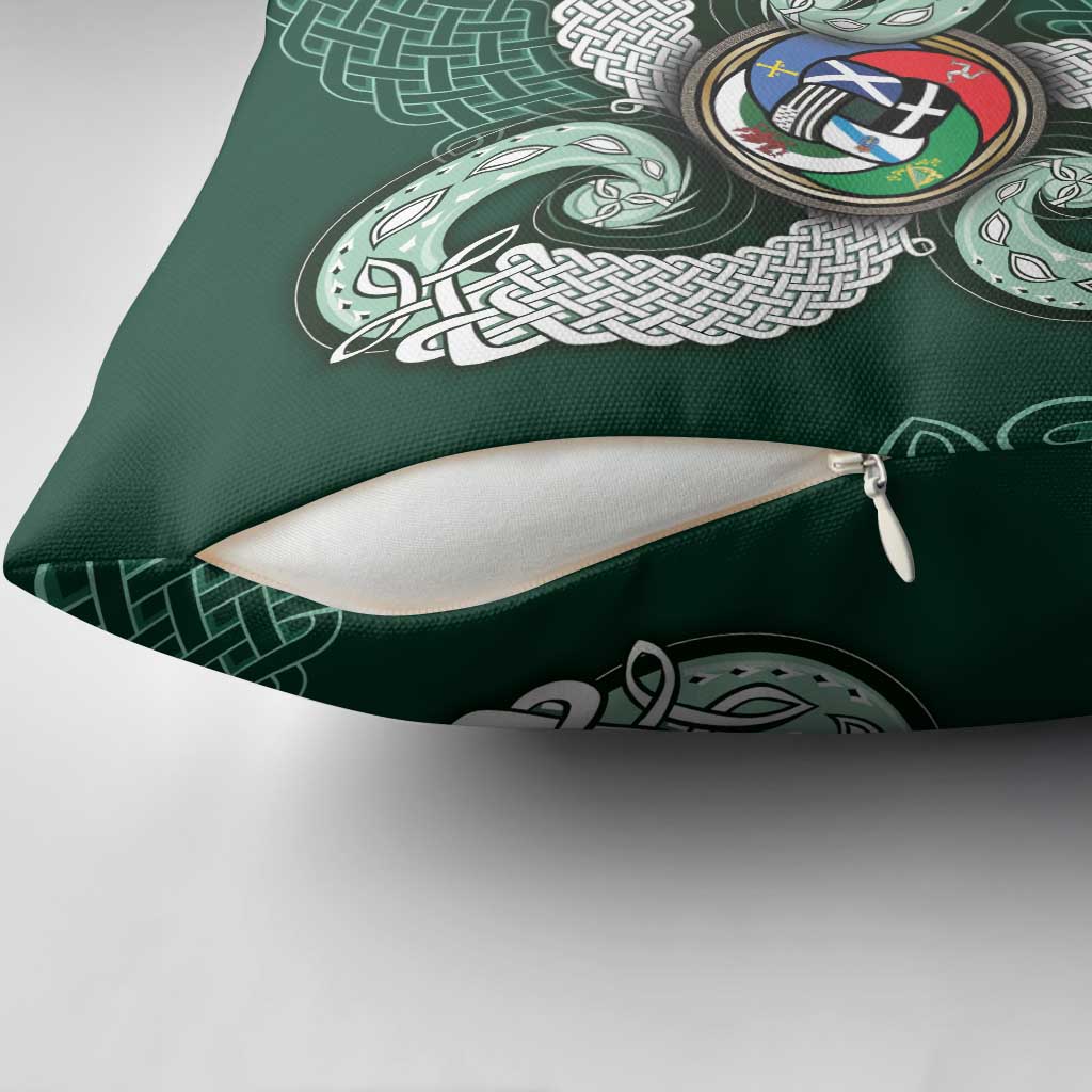 Six Celtic Countries Heritage Pillow Cover Green Celtic Knot Triskelion - Wonder Print Shop