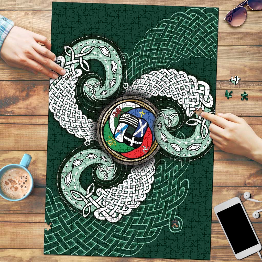 Six Celtic Countries Heritage Puzzle Green Celtic Knot Triskelion - Wonder Print Shop