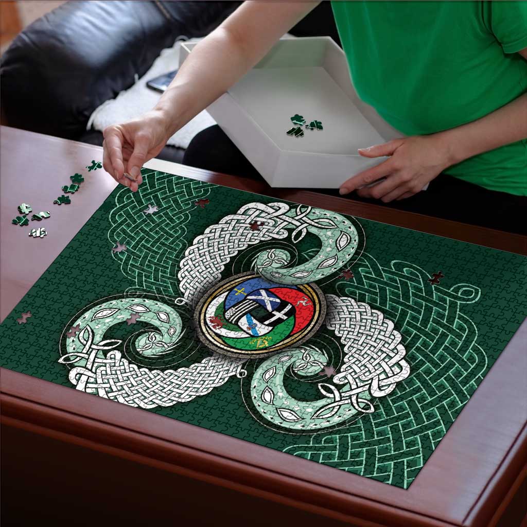 Six Celtic Countries Heritage Puzzle Green Celtic Knot Triskelion - Wonder Print Shop