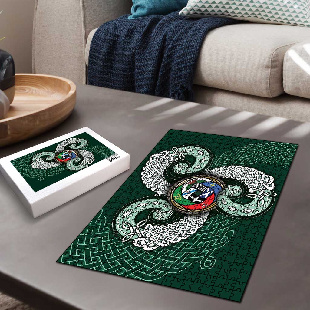 Six Celtic Countries Heritage Puzzle Green Celtic Knot Triskelion - Wonder Print Shop