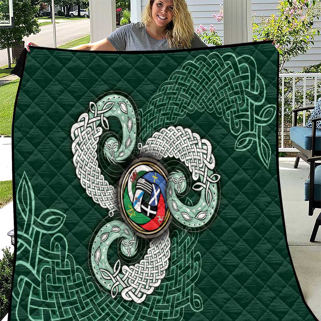 Six Celtic Countries Heritage Quilt Green Celtic Knot Triskelion - Wonder Print Shop