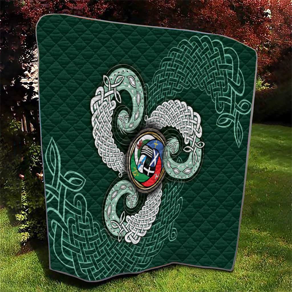 Six Celtic Countries Heritage Quilt Green Celtic Knot Triskelion - Wonder Print Shop