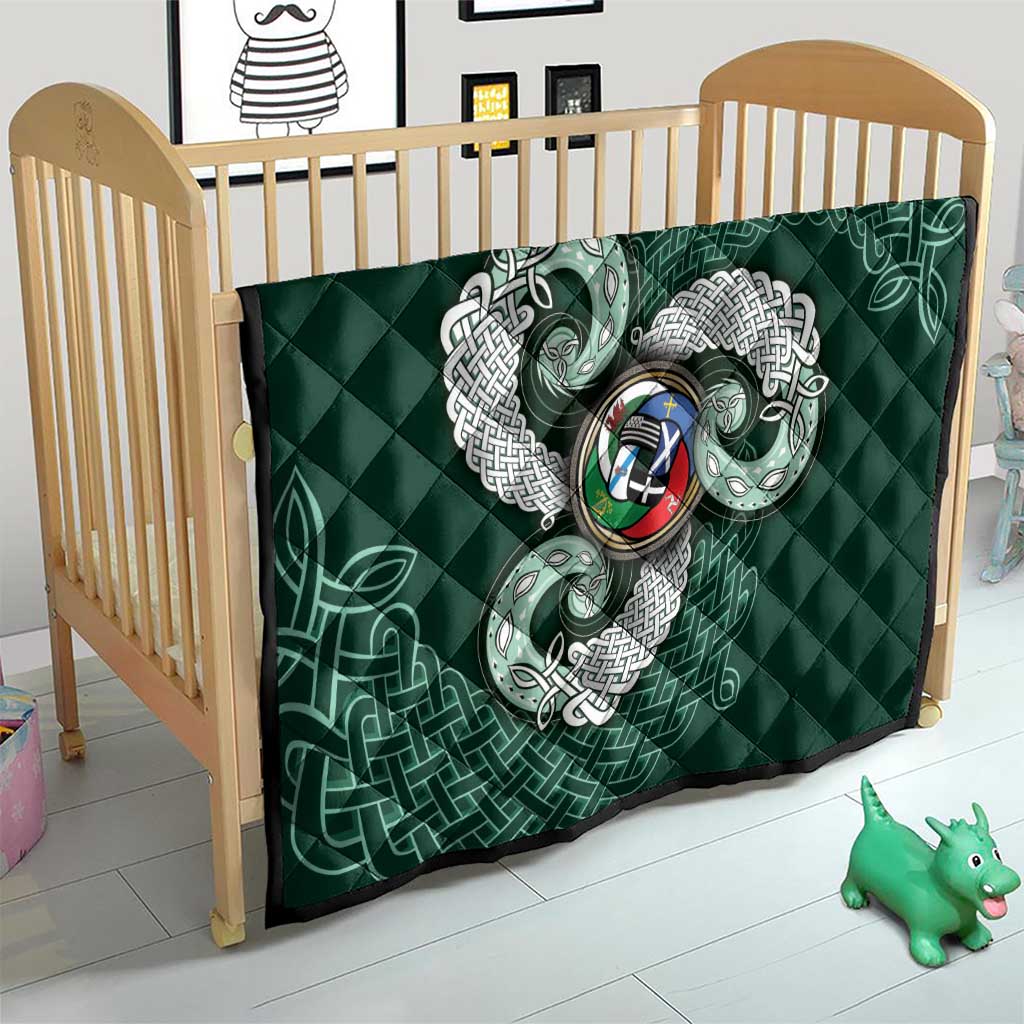 Six Celtic Countries Heritage Quilt Green Celtic Knot Triskelion - Wonder Print Shop