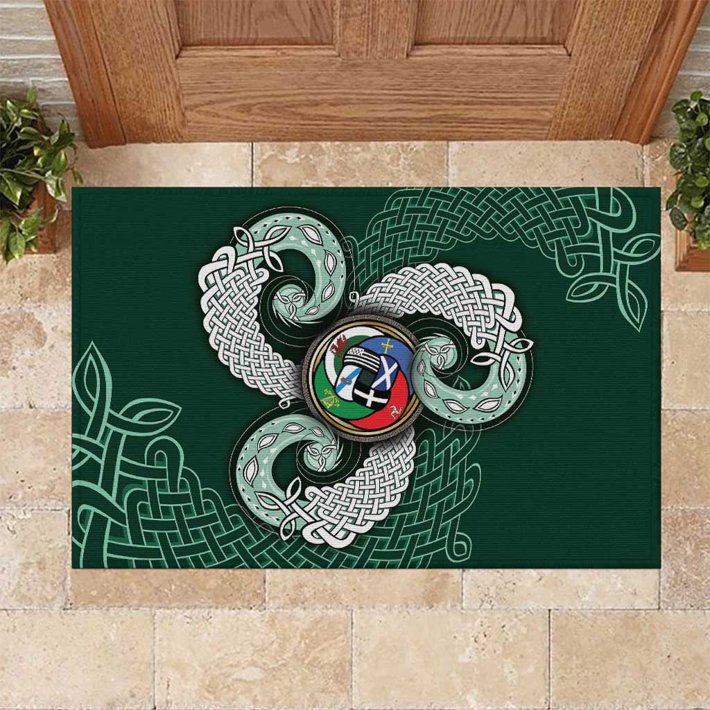 Six Celtic Countries Heritage Rubber Doormat Green Celtic Knot Triskelion - Wonder Print Shop
