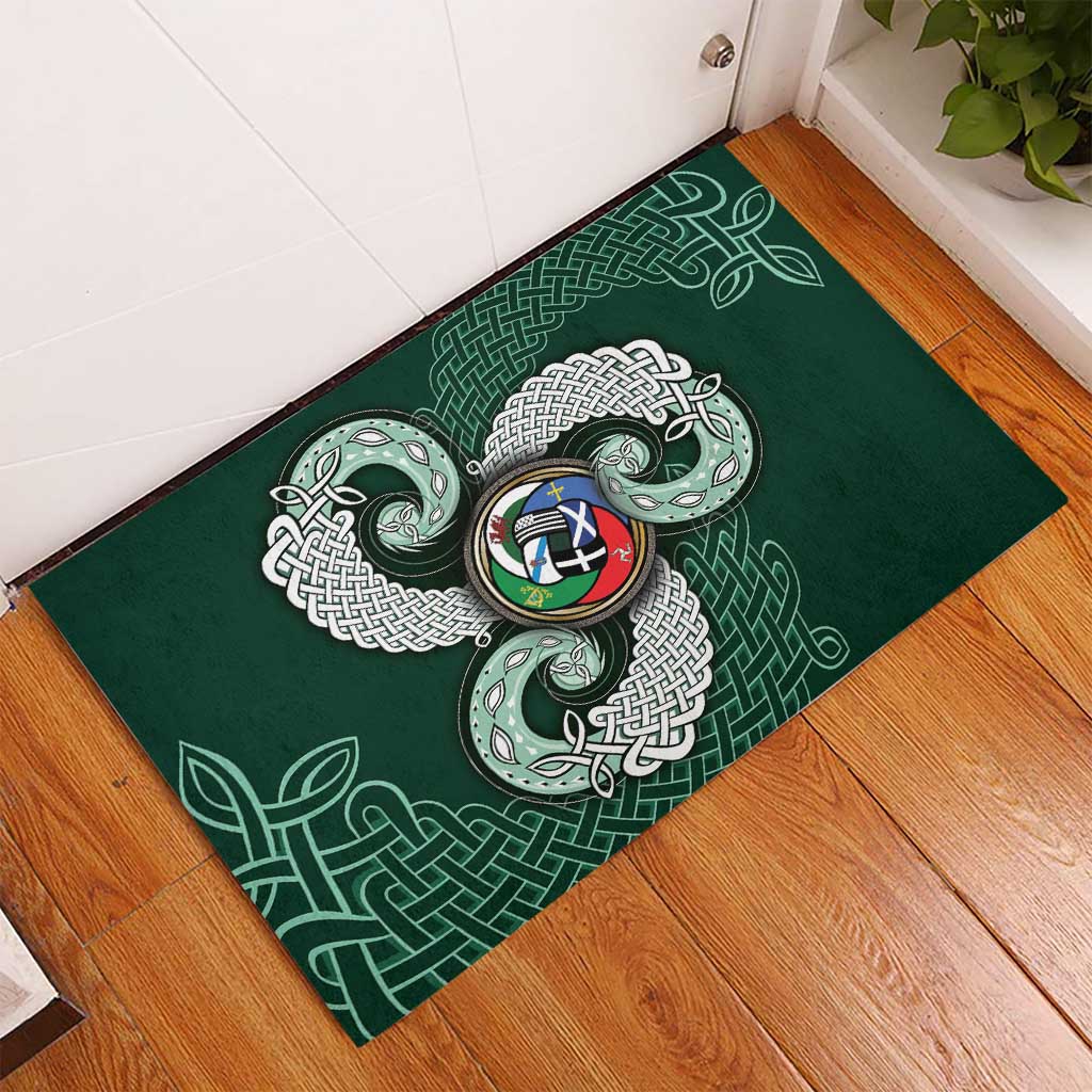 Six Celtic Countries Heritage Rubber Doormat Green Celtic Knot Triskelion - Wonder Print Shop