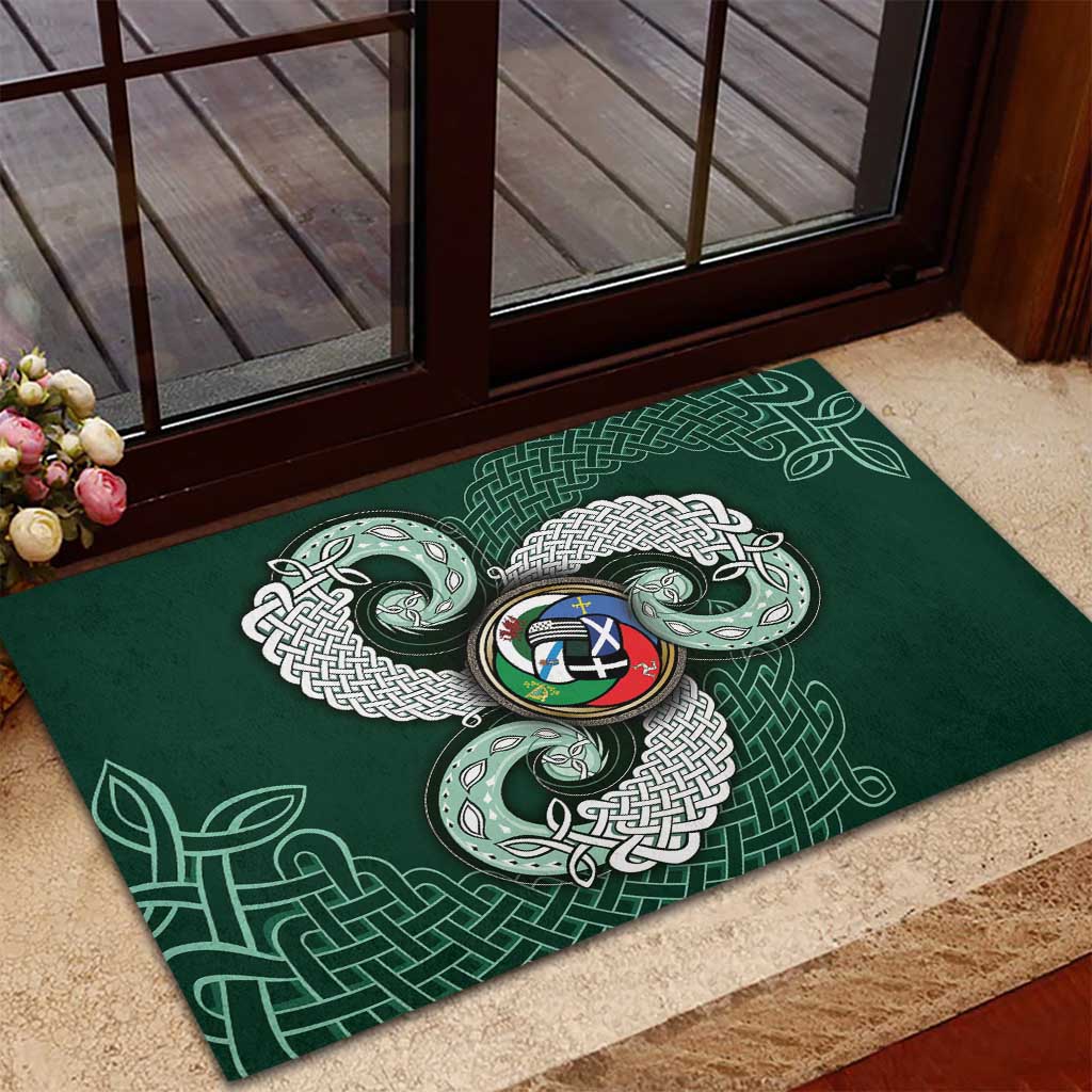 Six Celtic Countries Heritage Rubber Doormat Green Celtic Knot Triskelion - Wonder Print Shop