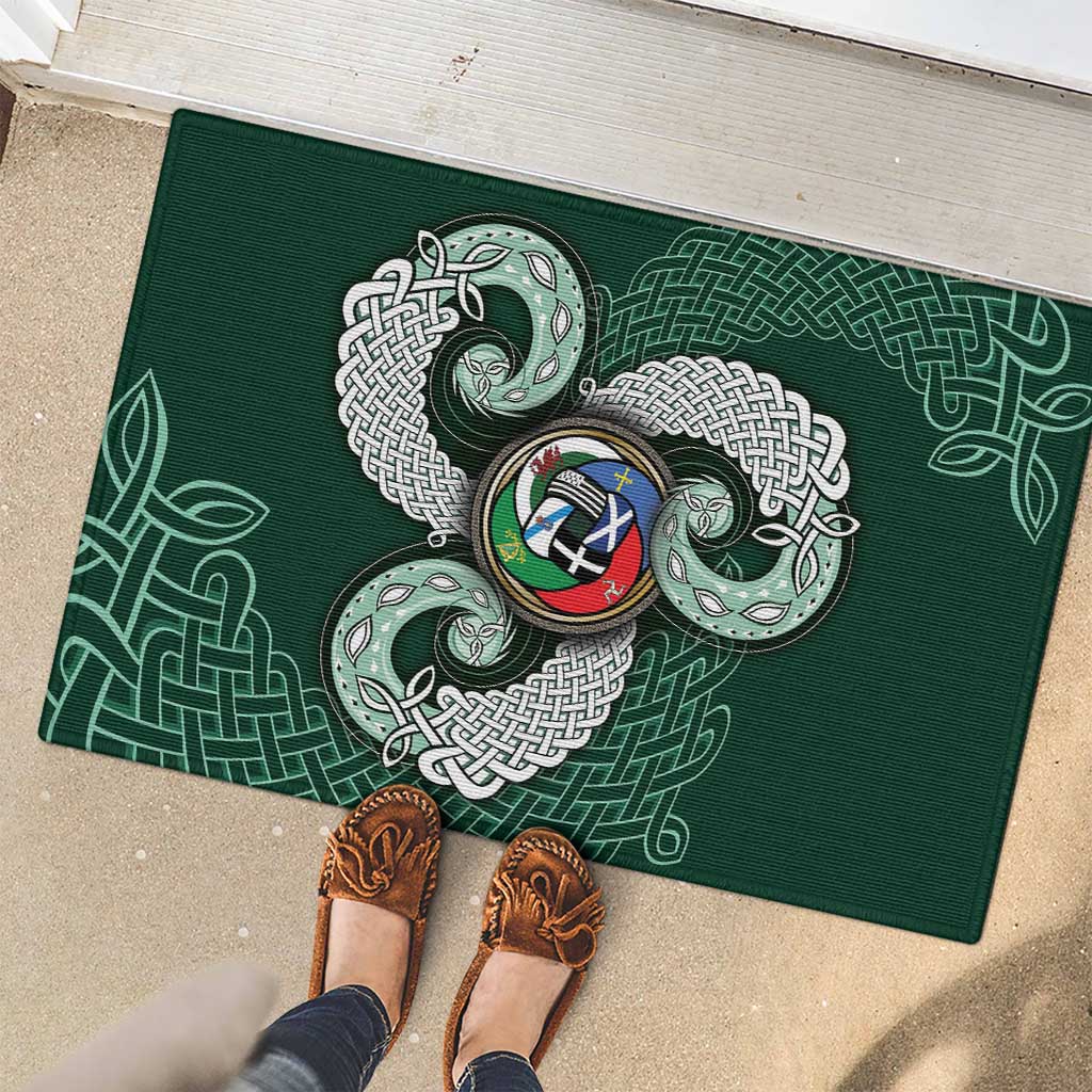 Six Celtic Countries Heritage Rubber Doormat Green Celtic Knot Triskelion - Wonder Print Shop
