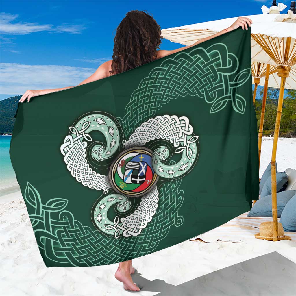 Six Celtic Countries Heritage Sarong Green Celtic Knot Triskelion - Wonder Print Shop