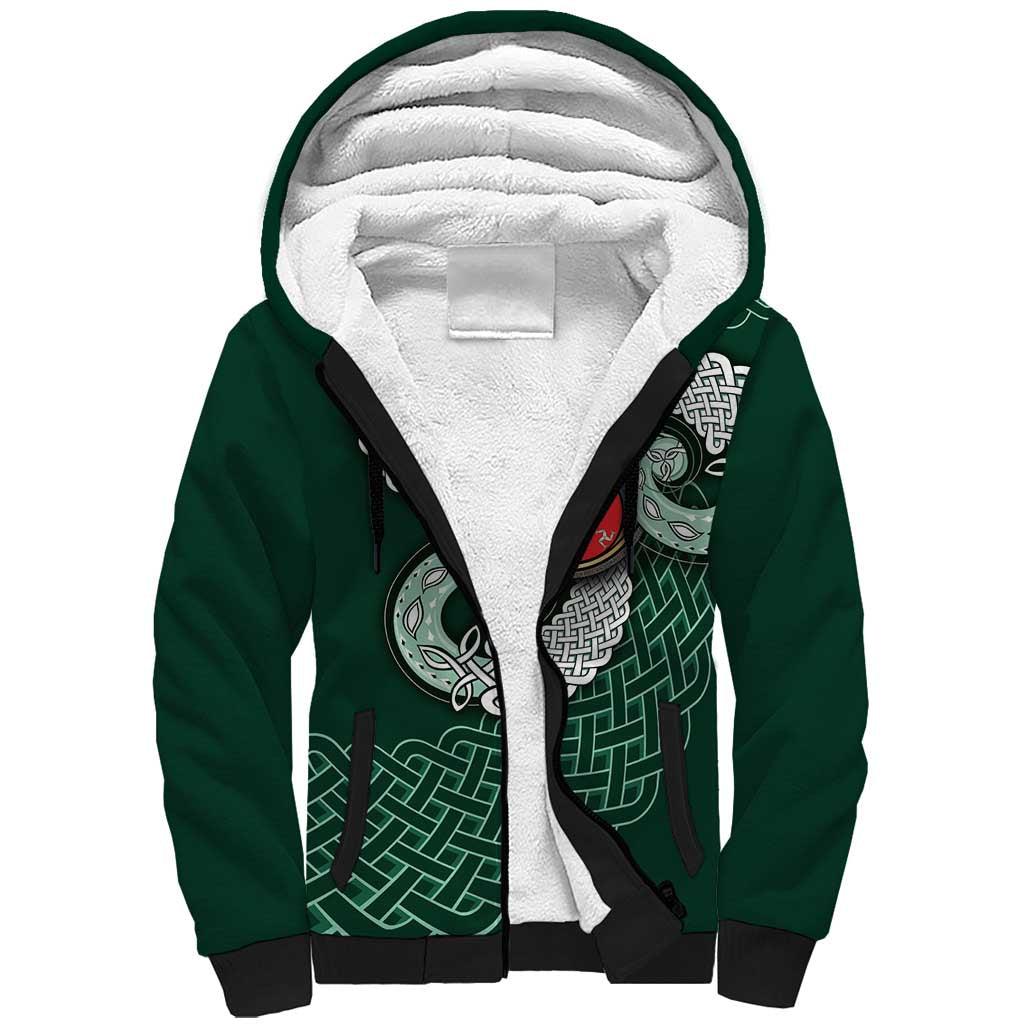 Six Celtic Countries Heritage Sherpa Hoodie Green Celtic Knot Triskelion - Wonder Print Shop