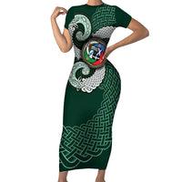 Six Celtic Countries Heritage Short Sleeve Bodycon Dress Green Celtic Knot Triskelion - Wonder Print Shop