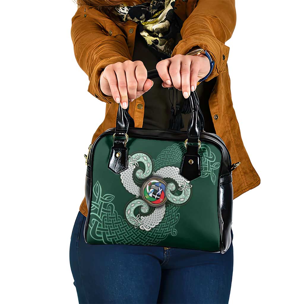Six Celtic Countries Heritage Shoulder Handbag Green Celtic Knot Triskelion - Wonder Print Shop