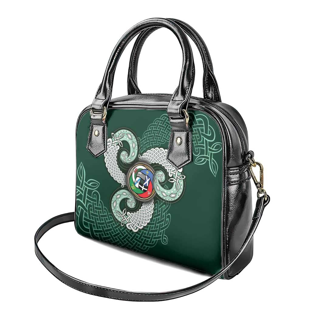 Six Celtic Countries Heritage Shoulder Handbag Green Celtic Knot Triskelion - Wonder Print Shop