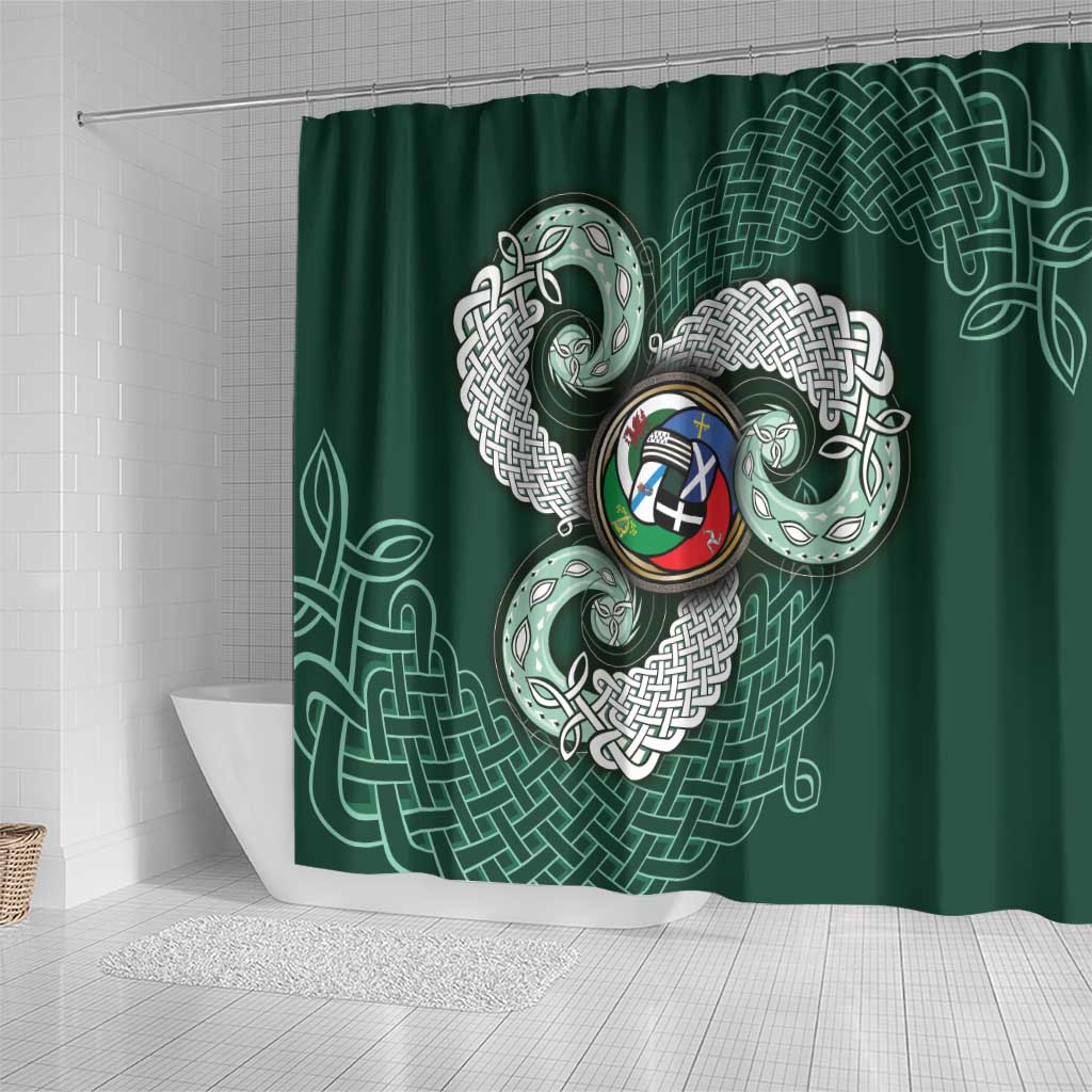 Six Celtic Countries Heritage Shower Curtain Green Celtic Knot Triskelion - Wonder Print Shop