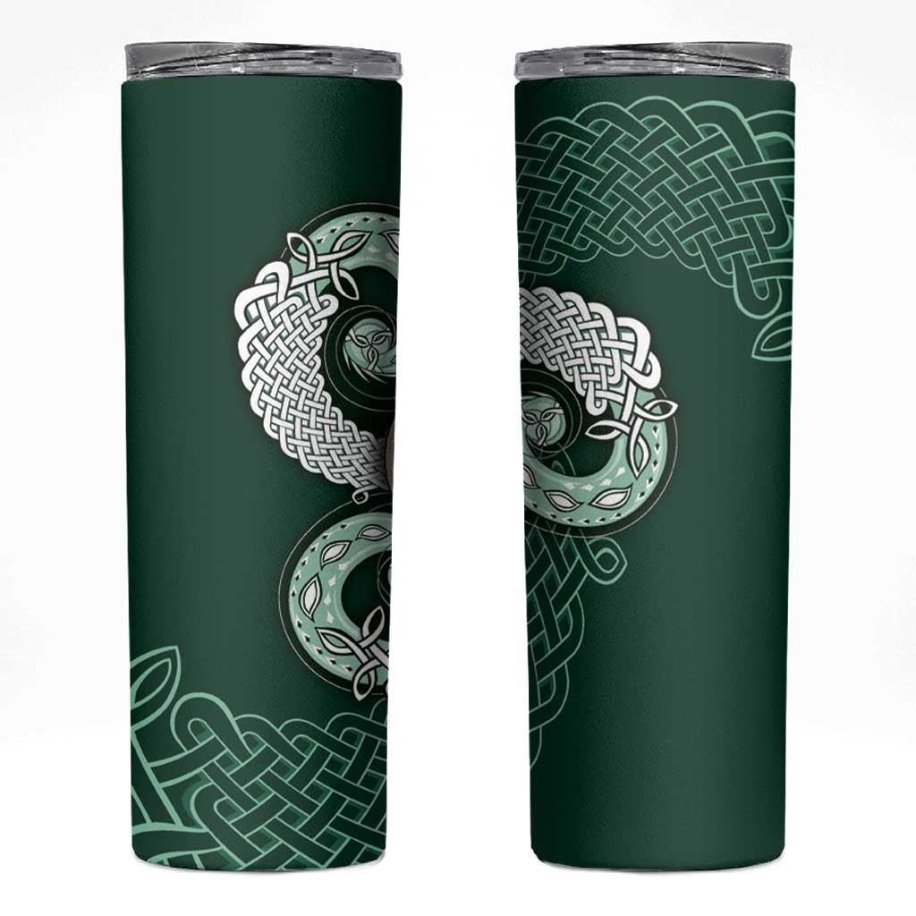 Six Celtic Countries Heritage Skinny Tumbler Green Celtic Knot Triskelion - Wonder Print Shop