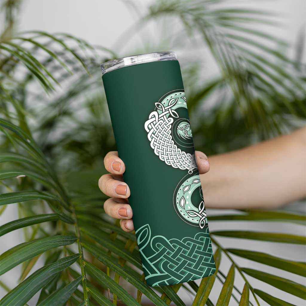 Six Celtic Countries Heritage Skinny Tumbler Green Celtic Knot Triskelion - Wonder Print Shop