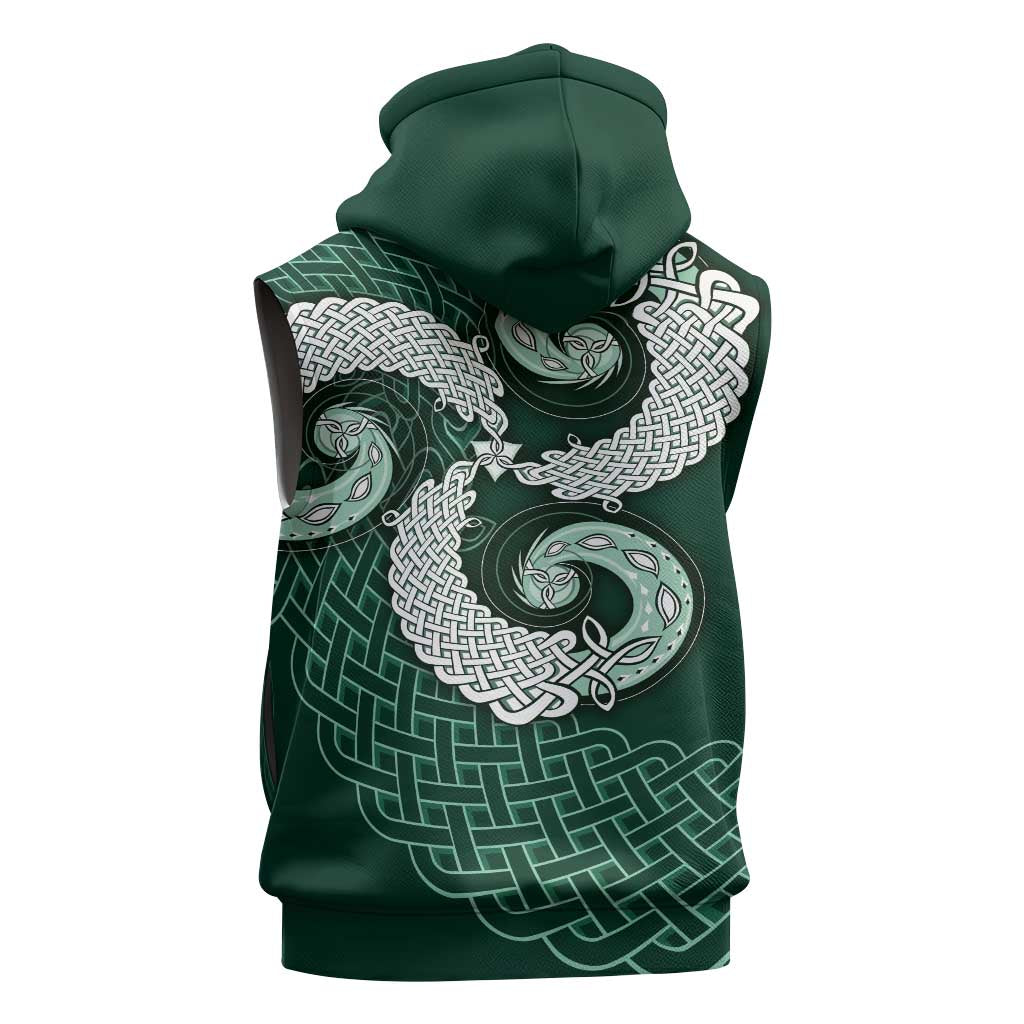 Six Celtic Countries Heritage Sleeveless Zip Hoodie Green Celtic Knot Triskelion - Wonder Print Shop