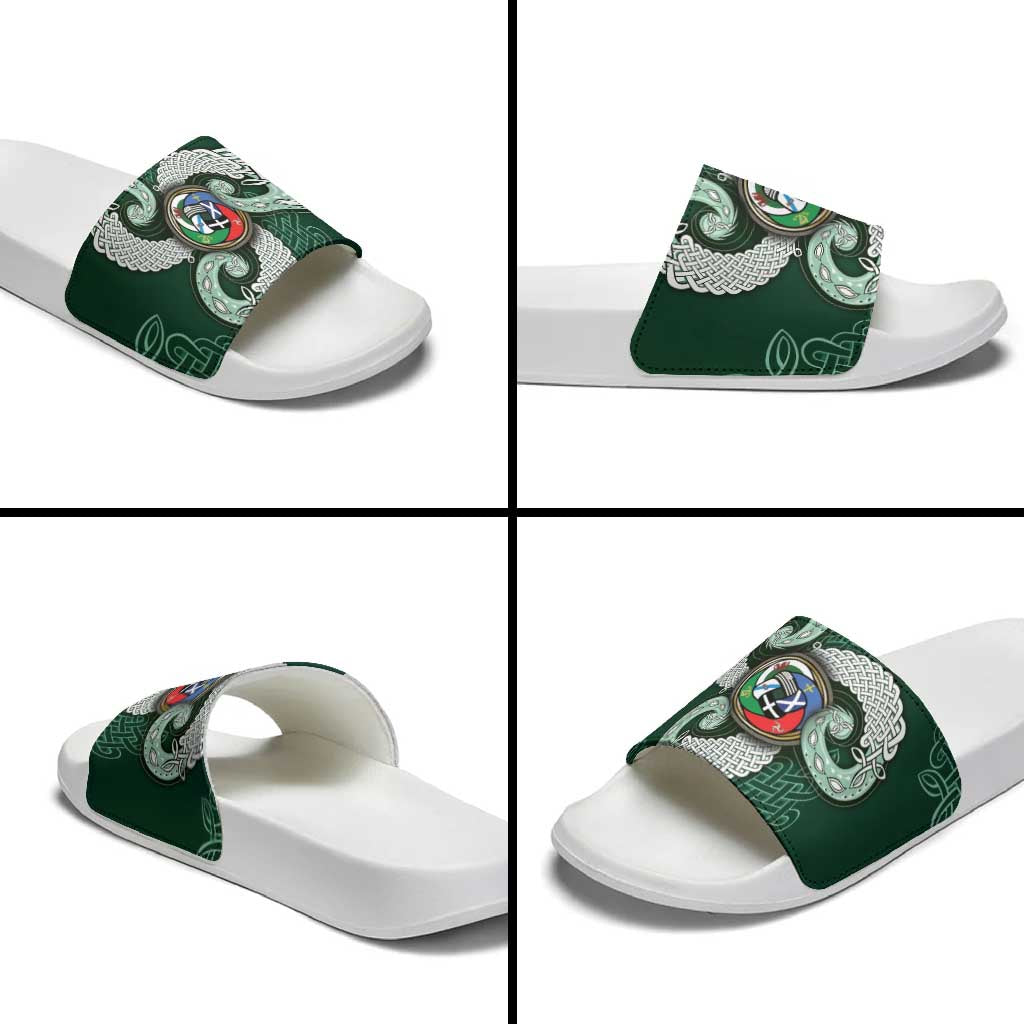 Six Celtic Countries Heritage Slide Sandals Green Celtic Knot Triskelion - Wonder Print Shop