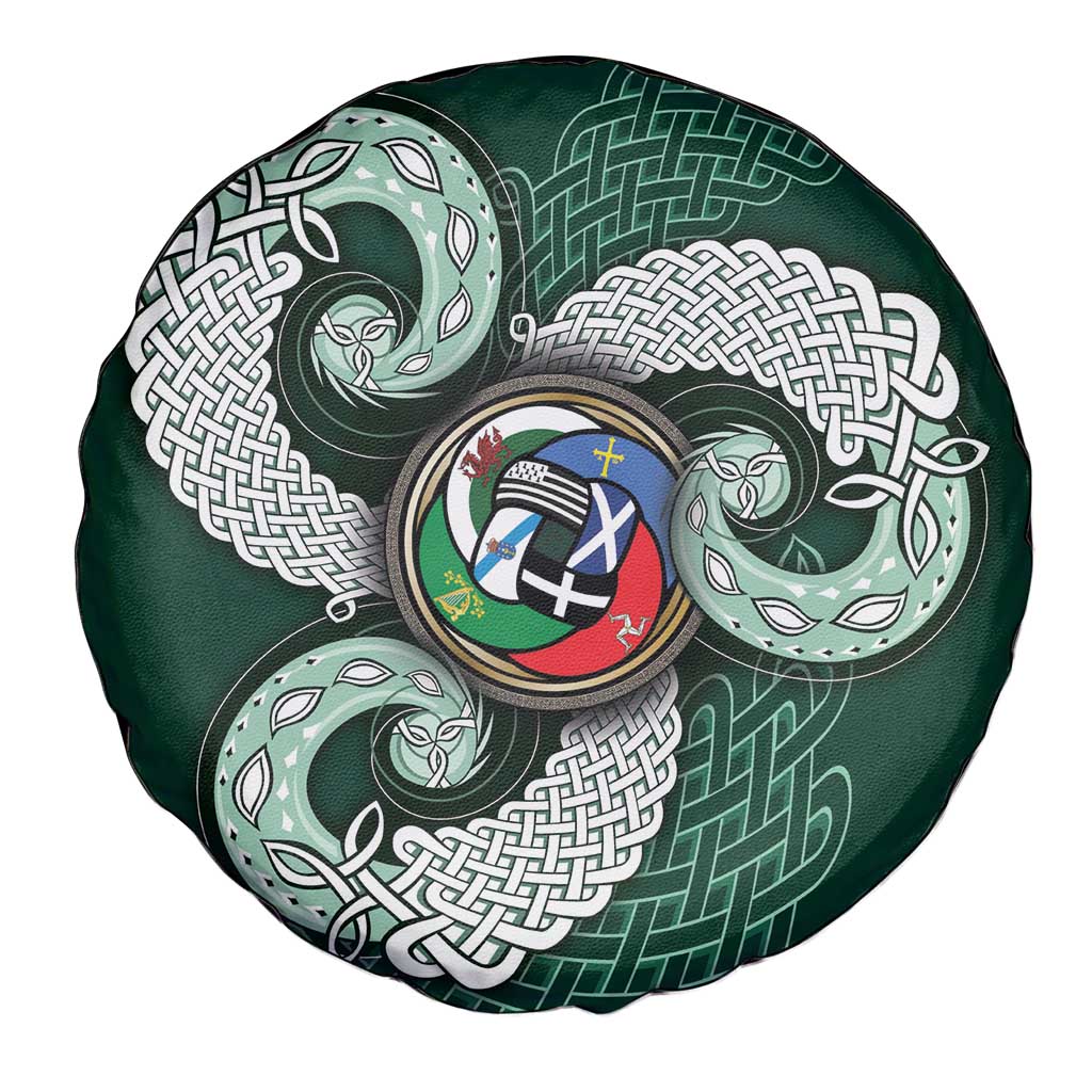 Six Celtic Countries Heritage Spare Tire Cover Green Celtic Knot Triskelion - Wonder Print Shop