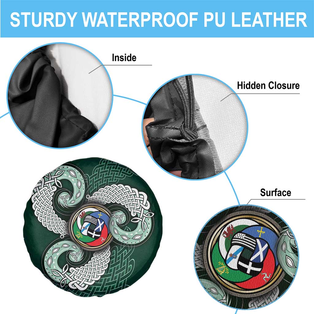 Six Celtic Countries Heritage Spare Tire Cover Green Celtic Knot Triskelion - Wonder Print Shop