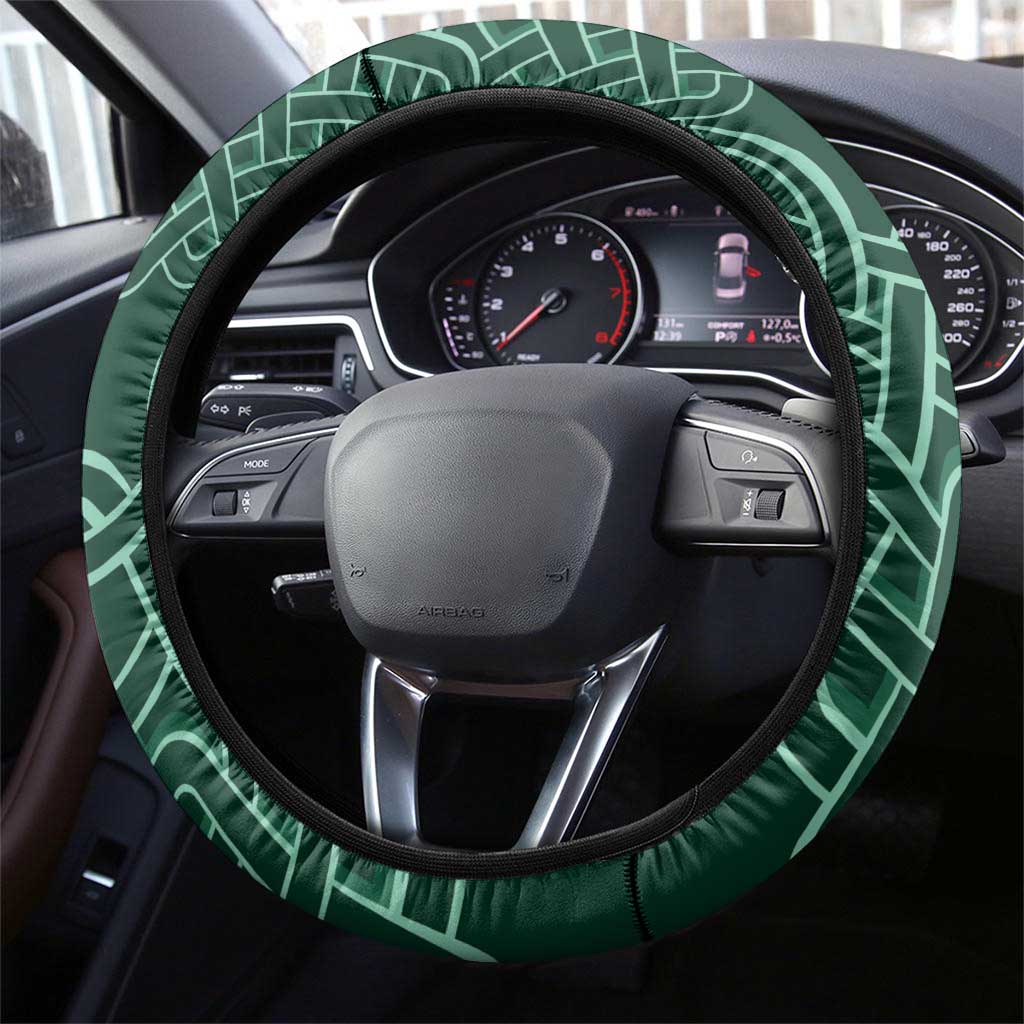 Six Celtic Countries Heritage Steering Wheel Cover Green Celtic Knot Triskelion - Wonder Print Shop