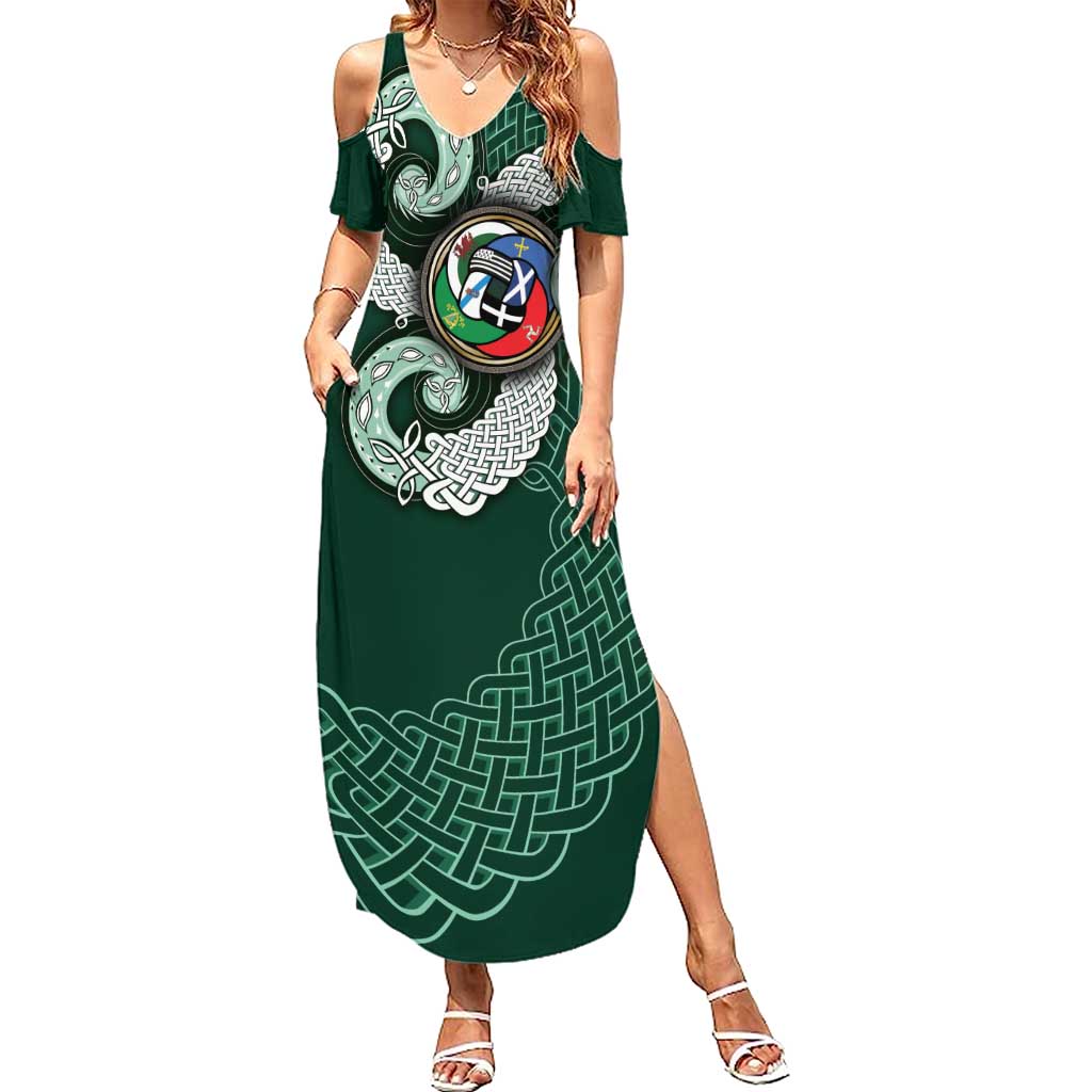 Six Celtic Countries Heritage Summer Maxi Dress Green Celtic Knot Triskelion - Wonder Print Shop