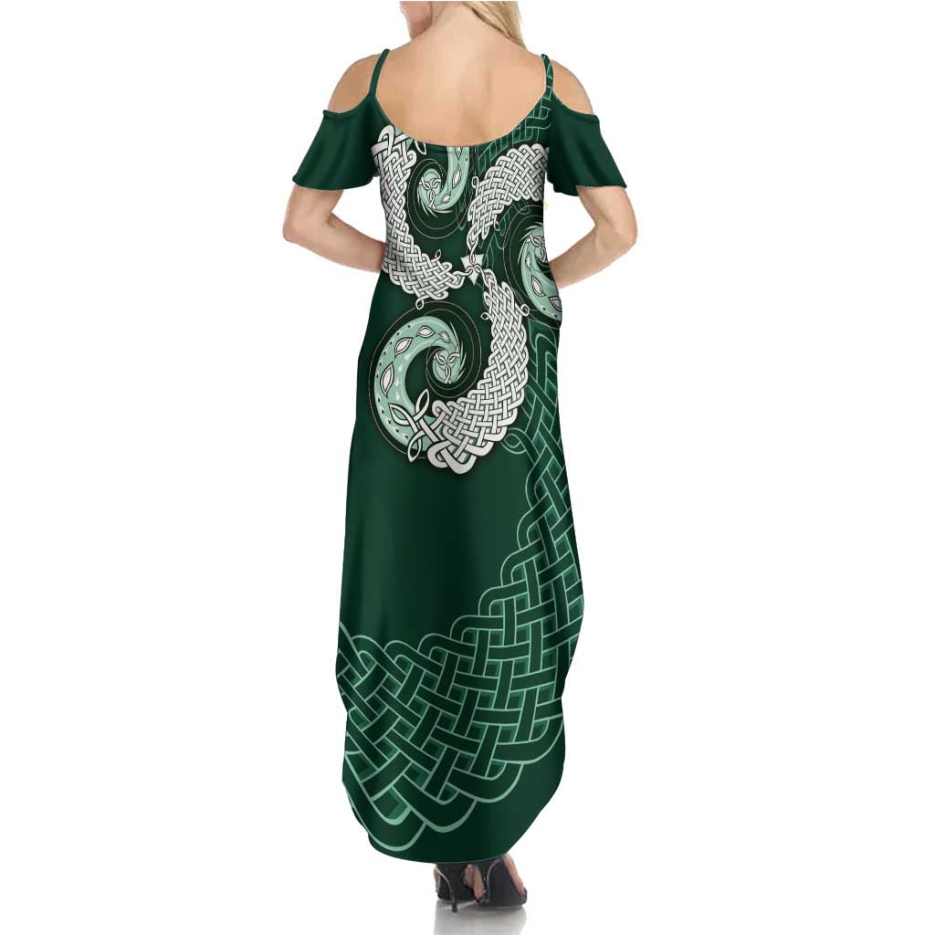 Six Celtic Countries Heritage Summer Maxi Dress Green Celtic Knot Triskelion - Wonder Print Shop