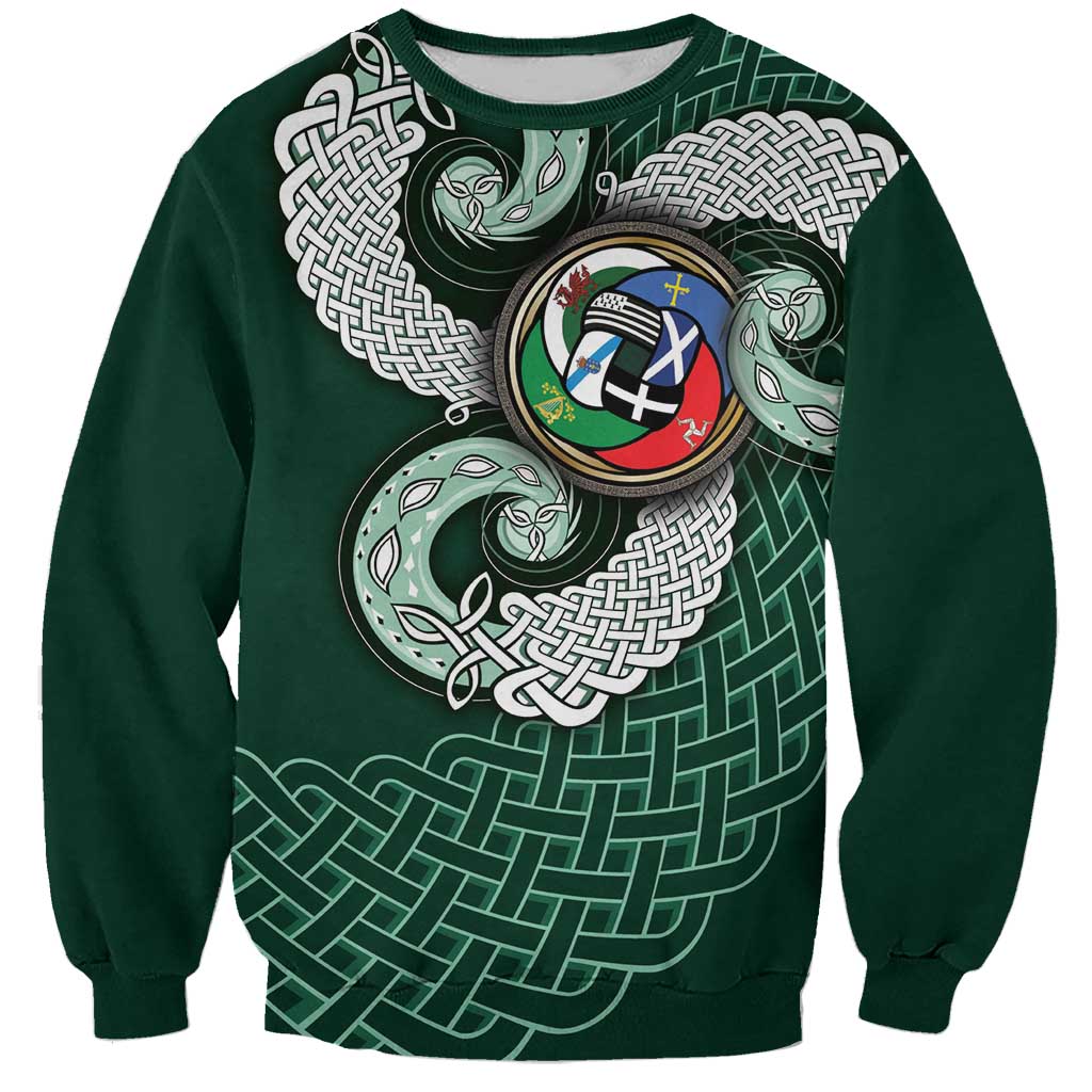 Six Celtic Countries Heritage Sweatshirt Green Celtic Knot Triskelion - Wonder Print Shop