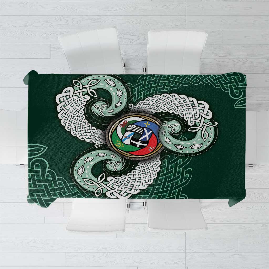 Six Celtic Countries Heritage Tablecloth Green Celtic Knot Triskelion - Wonder Print Shop