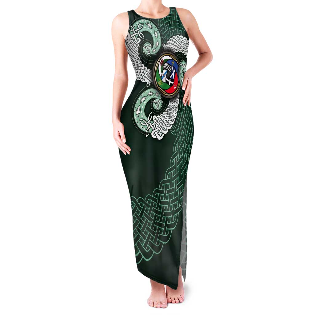 Six Celtic Countries Heritage Tank Maxi Dress Green Celtic Knot Triskelion - Wonder Print Shop