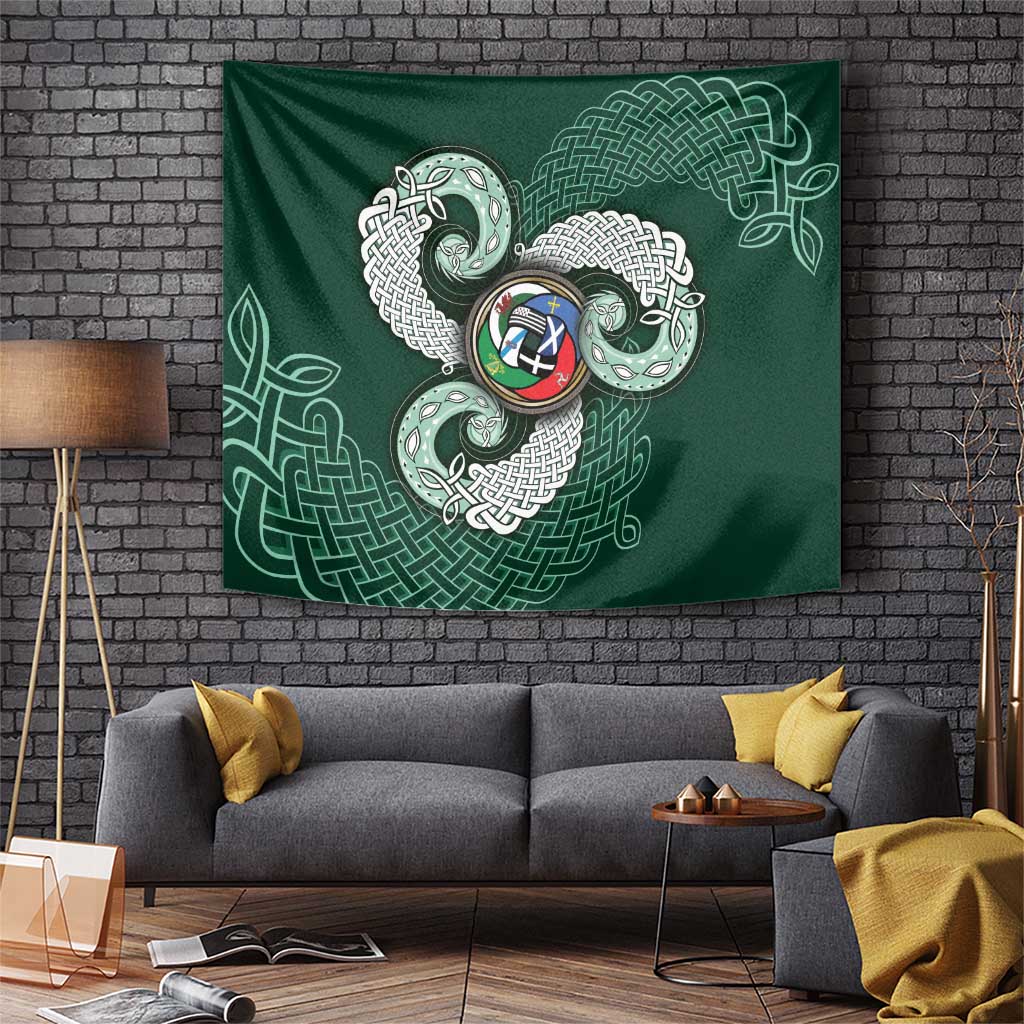 Six Celtic Countries Heritage Tapestry Green Celtic Knot Triskelion - Wonder Print Shop