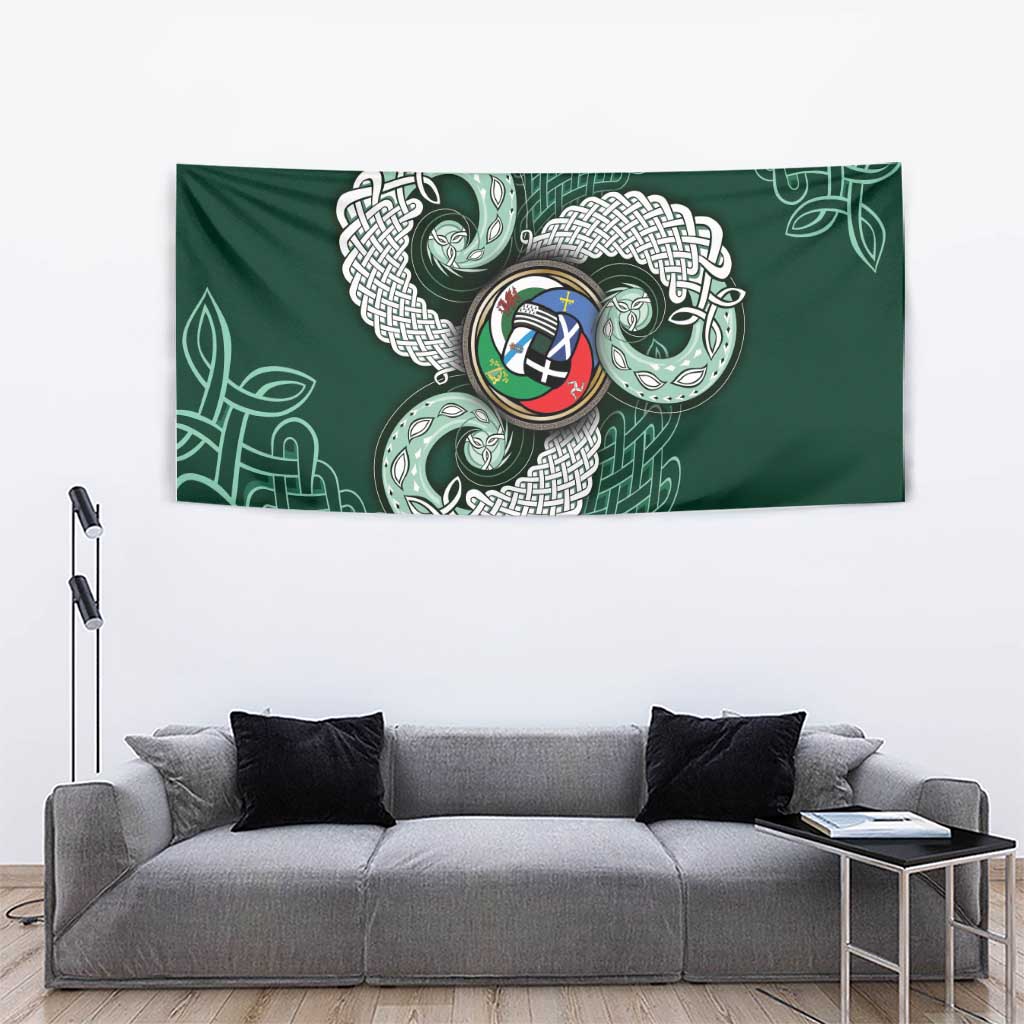Six Celtic Countries Heritage Tapestry Green Celtic Knot Triskelion - Wonder Print Shop