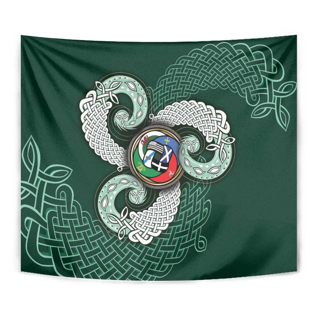 Six Celtic Countries Heritage Tapestry Green Celtic Knot Triskelion - Wonder Print Shop