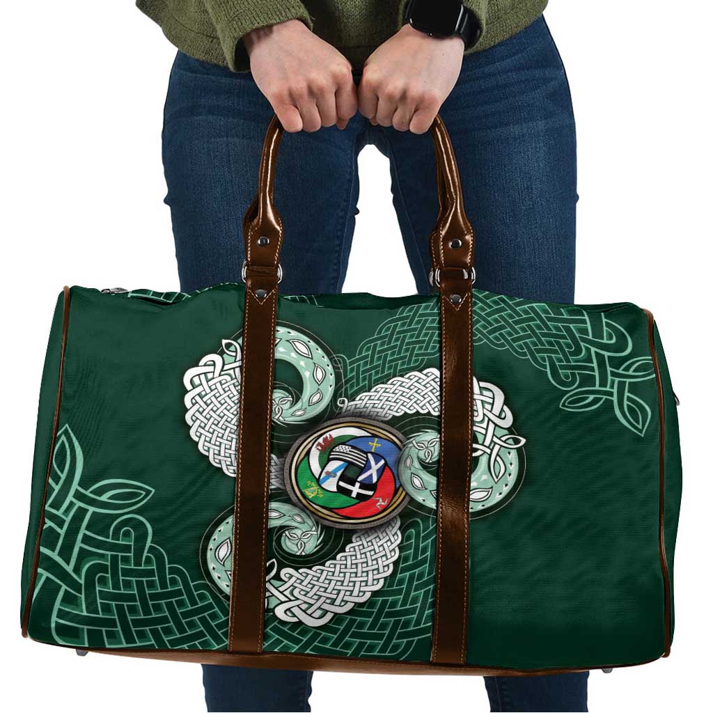 Six Celtic Countries Heritage Travel Bag Green Celtic Knot Triskelion - Wonder Print Shop
