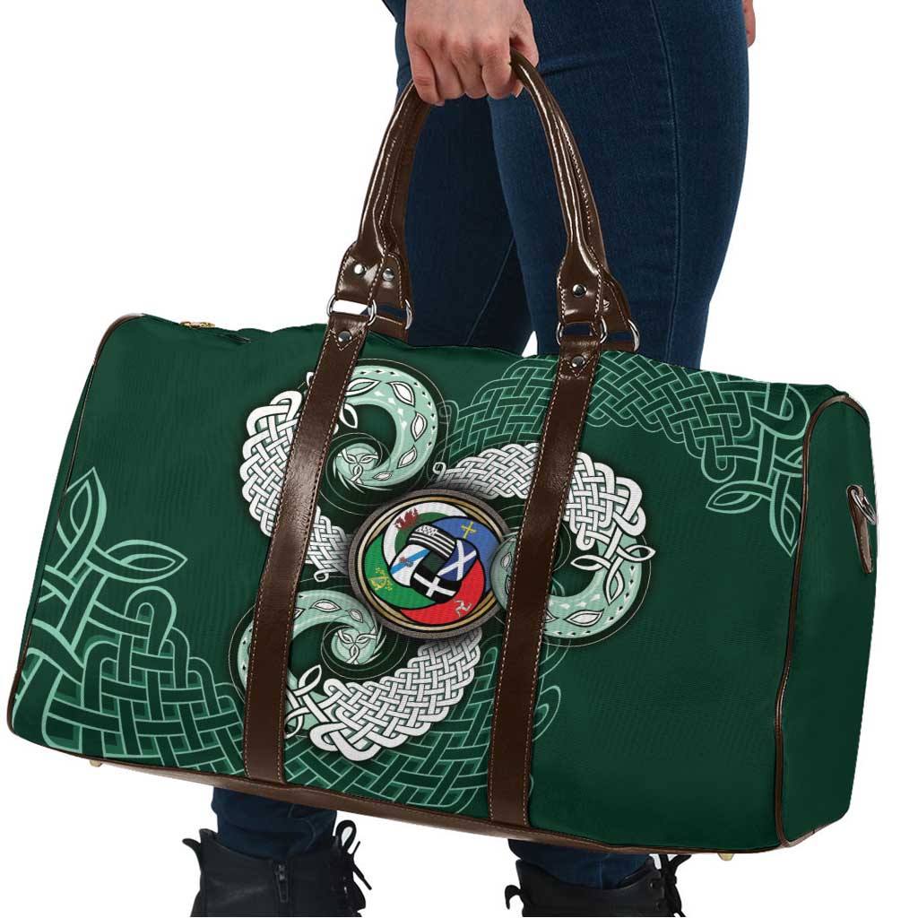 Six Celtic Countries Heritage Travel Bag Green Celtic Knot Triskelion - Wonder Print Shop