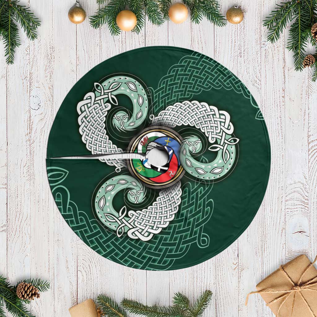 Six Celtic Countries Heritage Tree Skirt Green Celtic Knot Triskelion - Wonder Print Shop