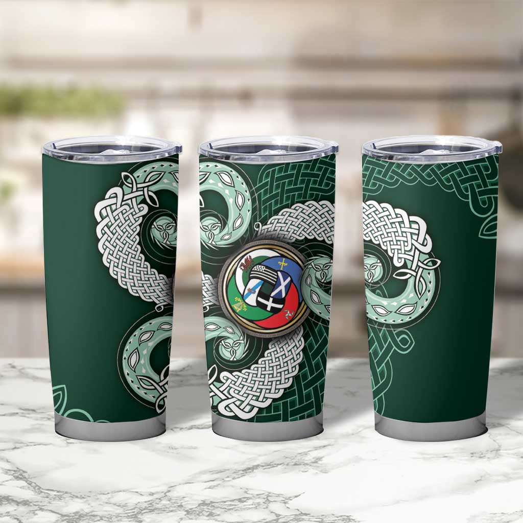 Six Celtic Countries Heritage Tumbler Cup Green Celtic Knot Triskelion - Wonder Print Shop