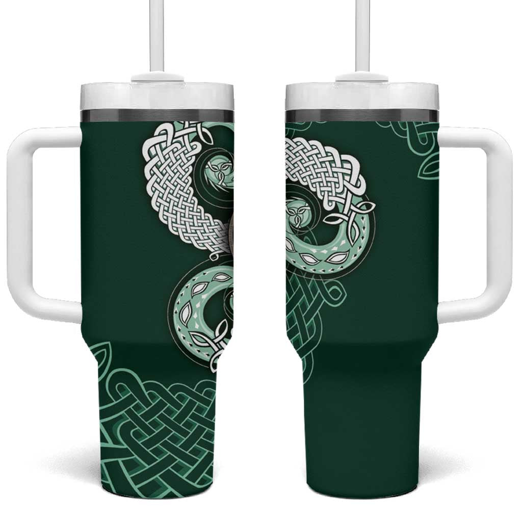 Six Celtic Countries Heritage Tumbler With Handle Green Celtic Knot Triskelion - Wonder Print Shop