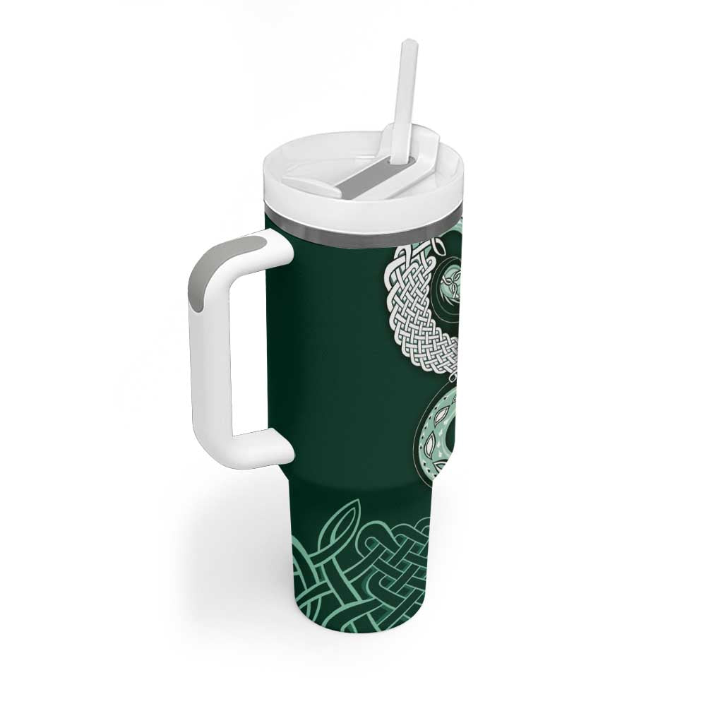 Six Celtic Countries Heritage Tumbler With Handle Green Celtic Knot Triskelion - Wonder Print Shop