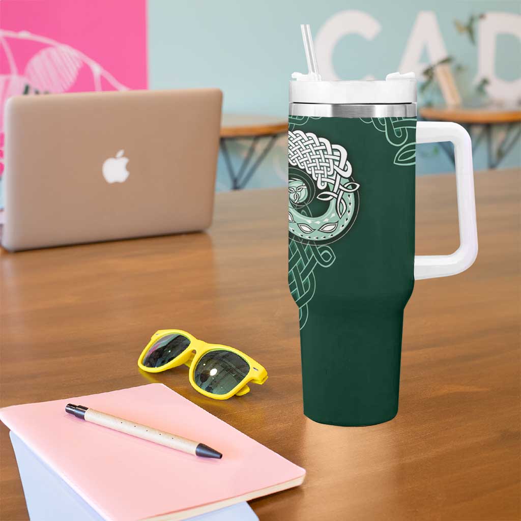 Six Celtic Countries Heritage Tumbler With Handle Green Celtic Knot Triskelion - Wonder Print Shop