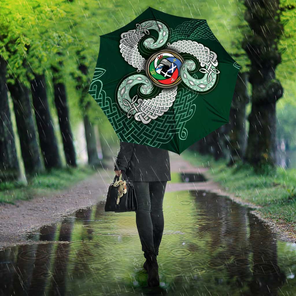 Six Celtic Countries Heritage Umbrella Green Celtic Knot Triskelion - Wonder Print Shop
