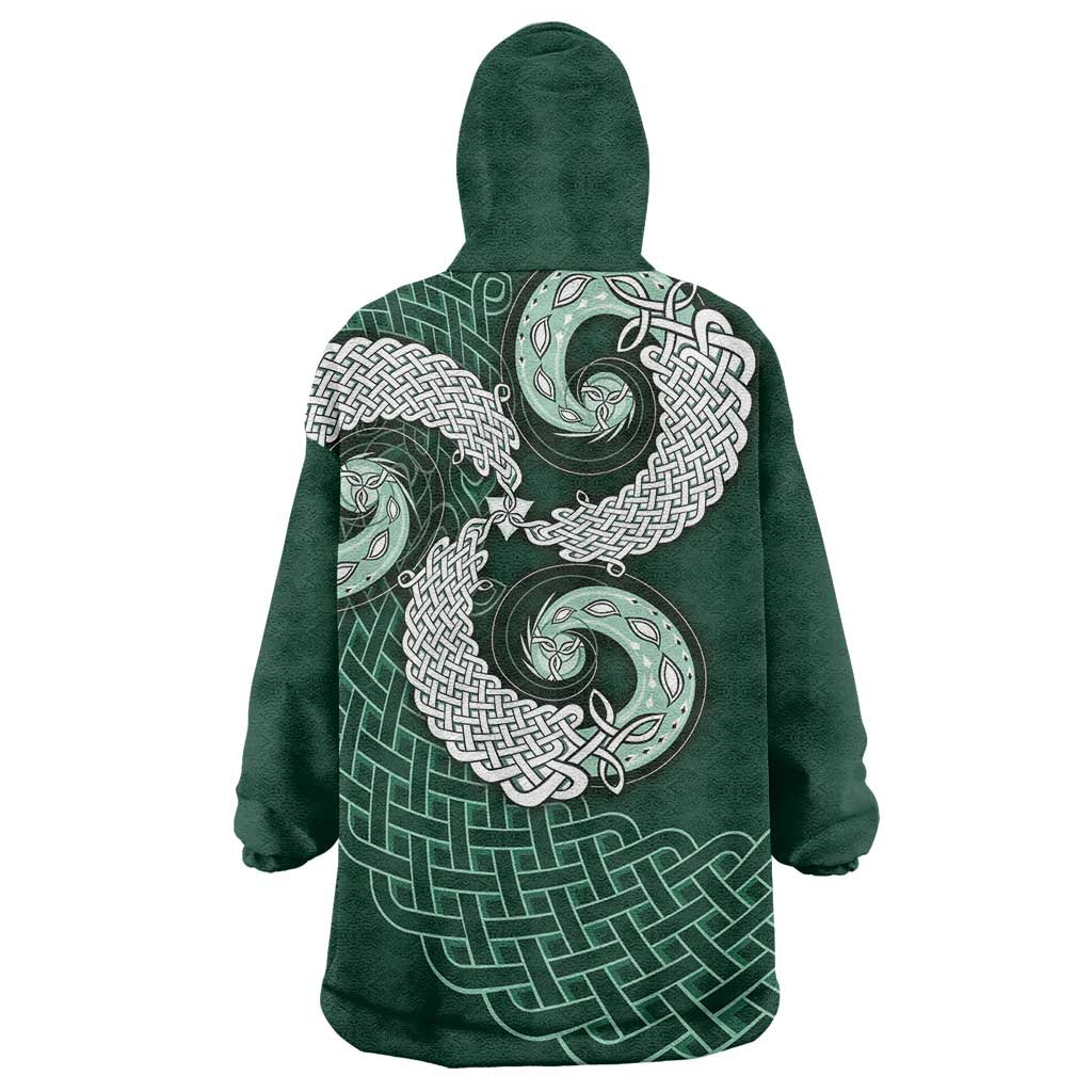 Six Celtic Countries Heritage Wearable Blanket Hoodie Green Celtic Knot Triskelion - Wonder Print Shop