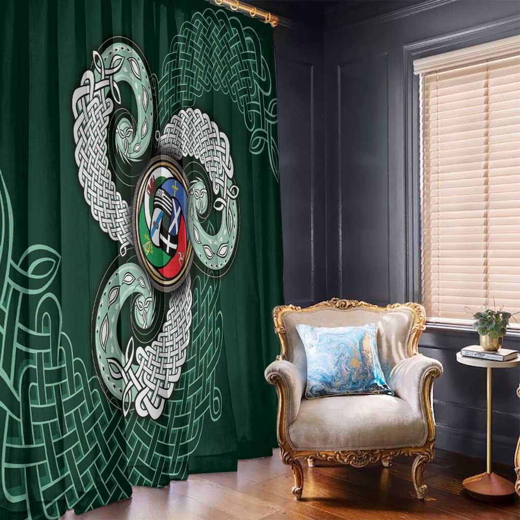 Six Celtic Countries Heritage Window Curtain Green Celtic Knot Triskelion - Wonder Print Shop