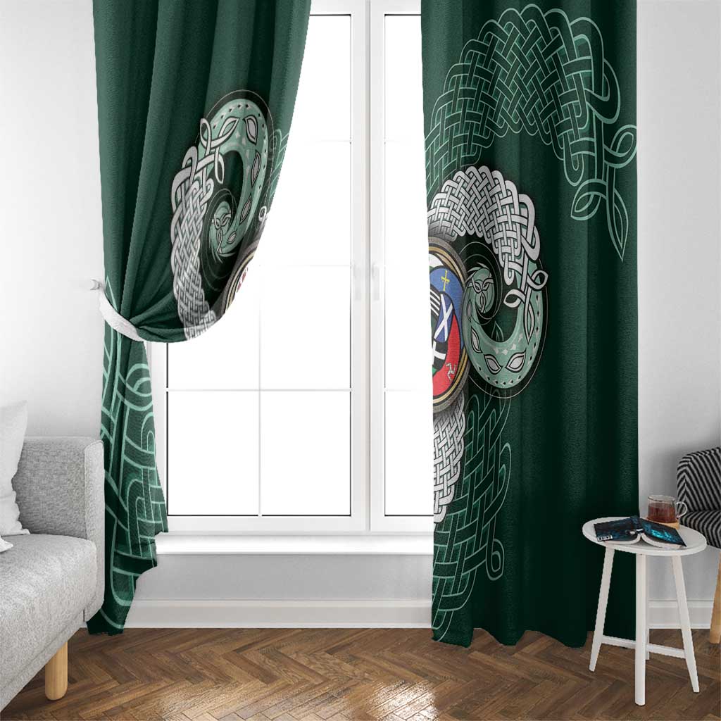 Six Celtic Countries Heritage Window Curtain Green Celtic Knot Triskelion - Wonder Print Shop