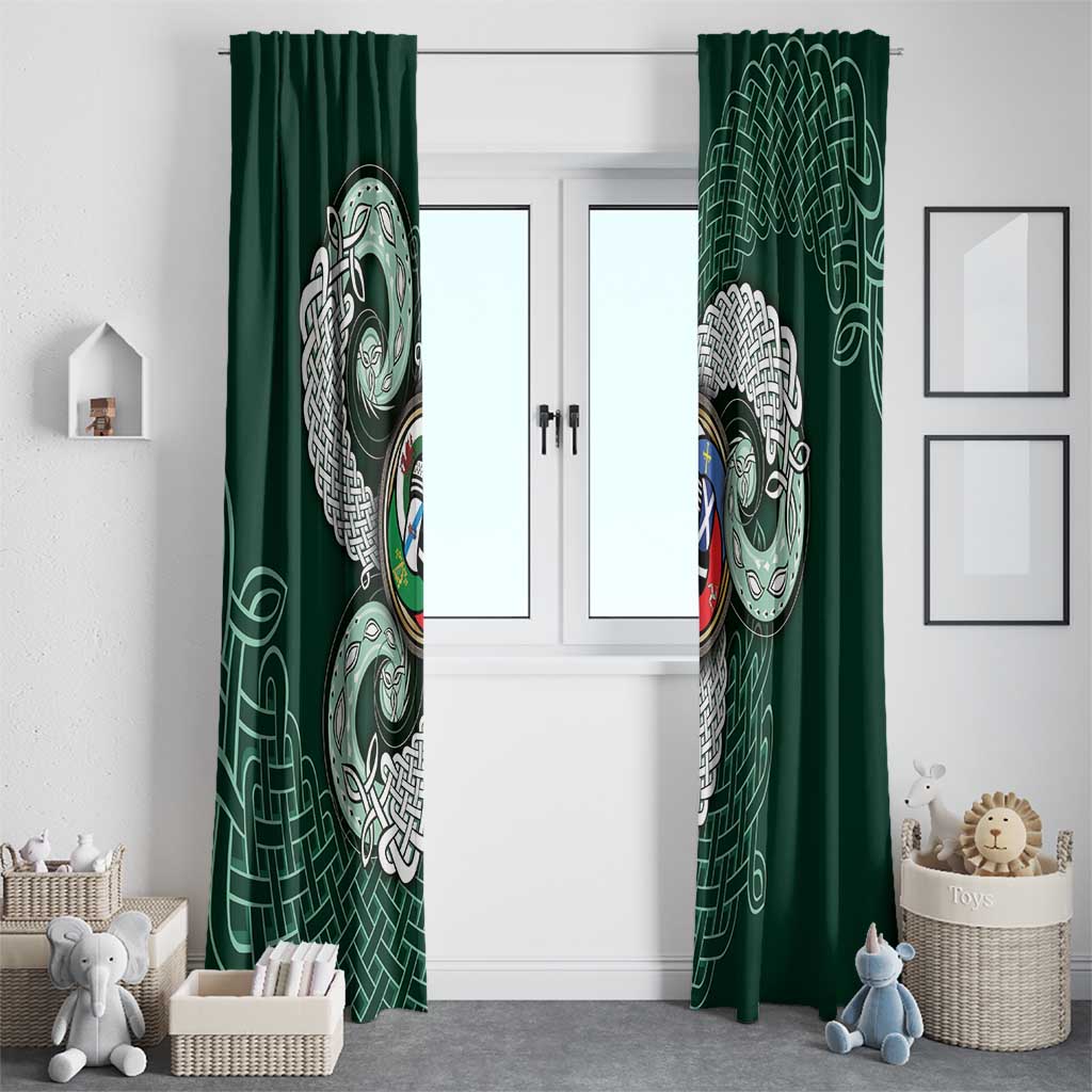 Six Celtic Countries Heritage Window Curtain Green Celtic Knot Triskelion - Wonder Print Shop